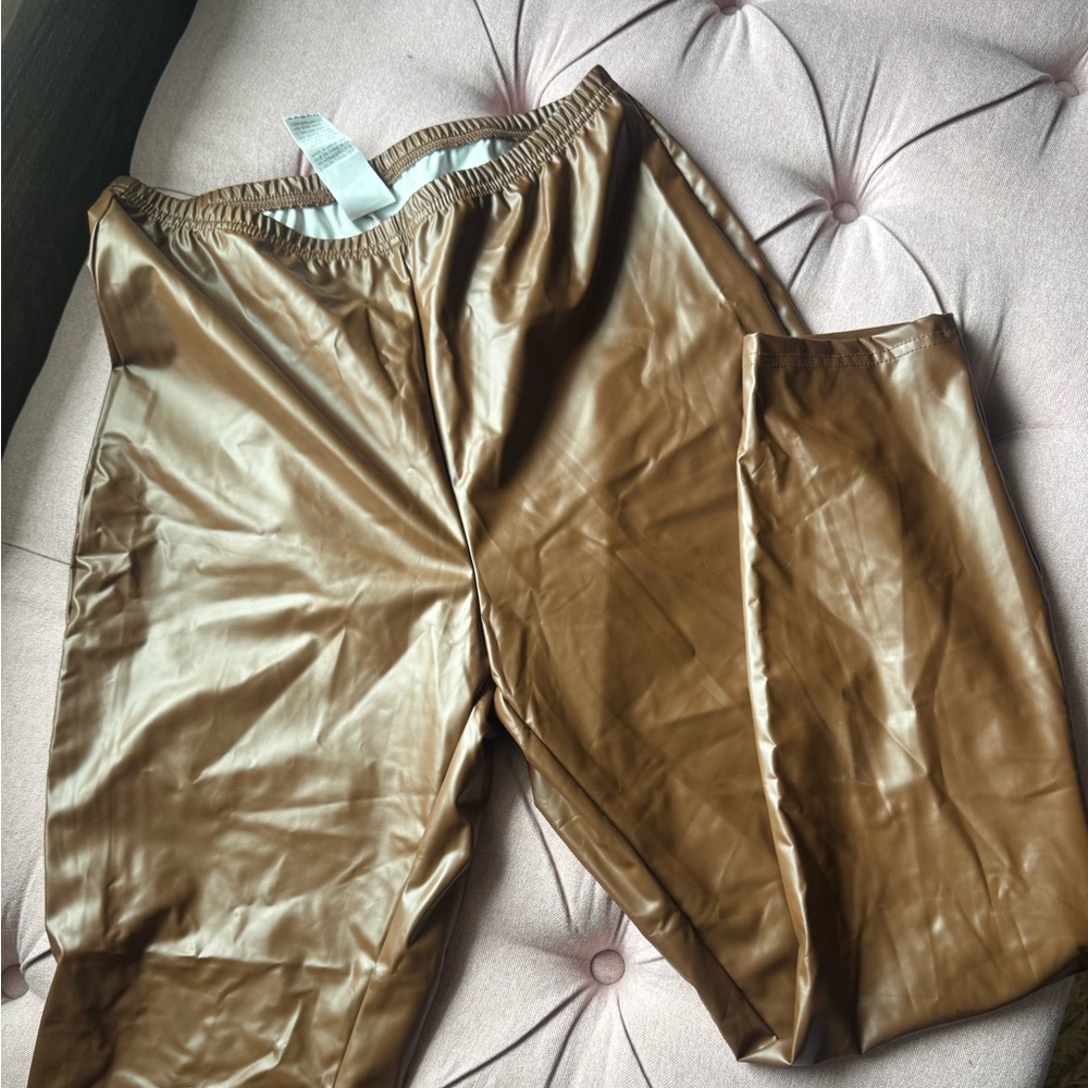 Brown Faux Leather Leggings